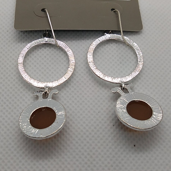 Chico's silver hammered hoop earring brownstone - Picture 2 of 2